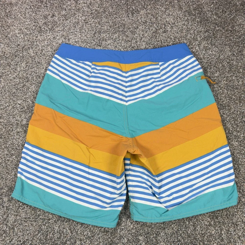Patagonia Wavefarer Boardshorts Mens 30 Striped Blue Orange Recycled Nylon Swim